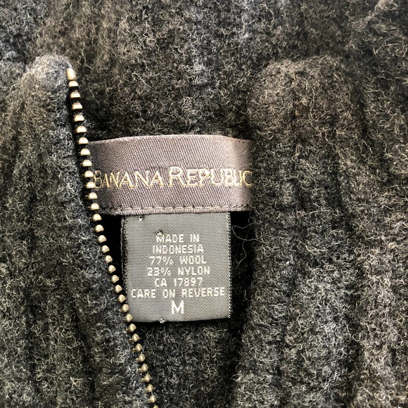 banana republic wool blend quarter zip pullover sweater size men's medium - Picture 3 of 3